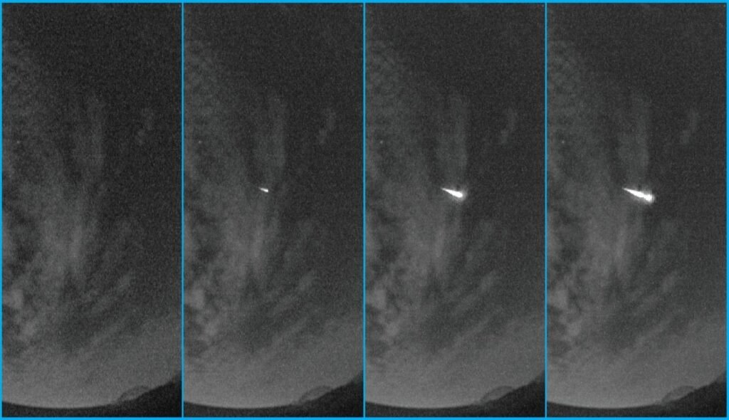 a-imagem-apresenta-diferentes-fotografias-da-nasa-capturando-a-chuva-de-meteoros-líridas-em-2014