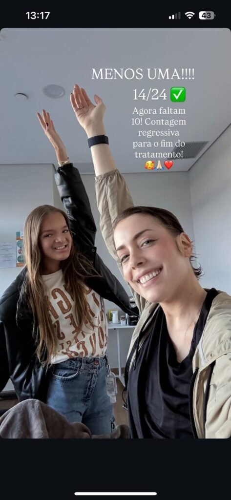 Fabiana Justus faz contagem regressiva para o fim de seu tratamento após luta contra o câncer